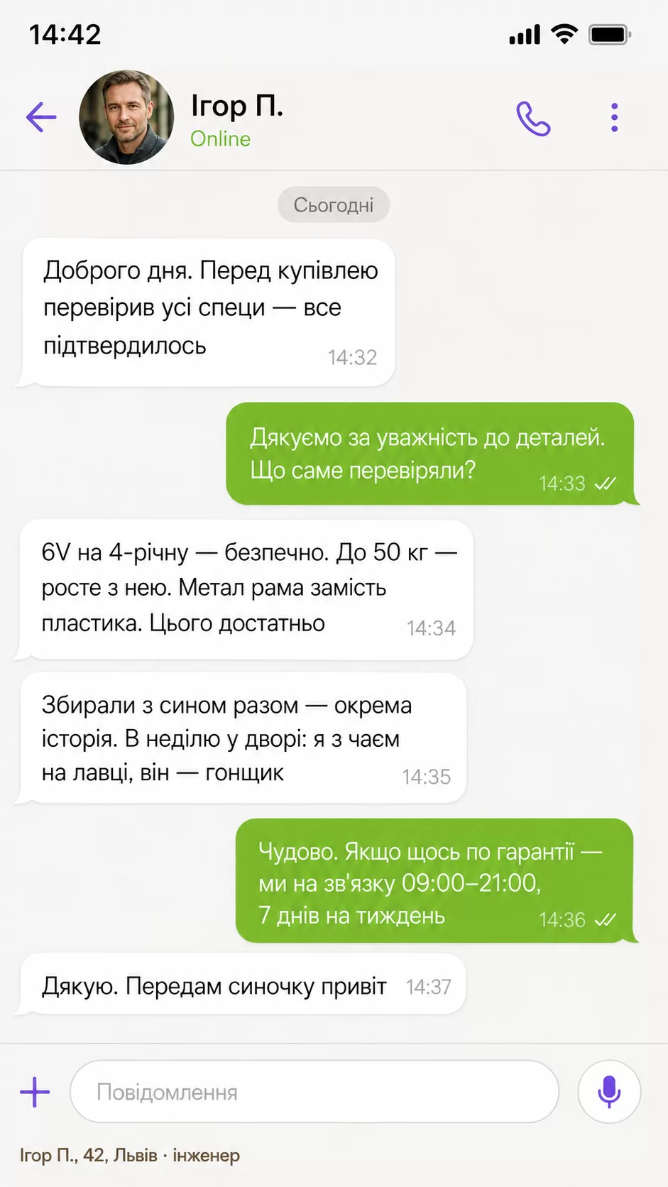 Відгук Ігоря П., 42, Львів